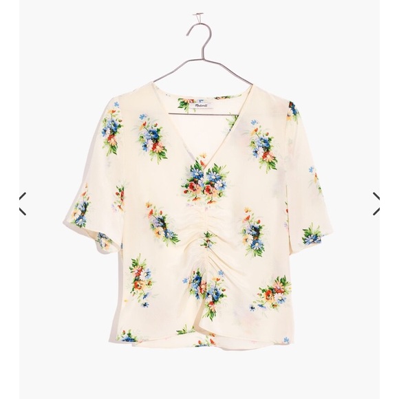 MADEWELL: Silk Shirred-Front Top - Picture 5 of 11